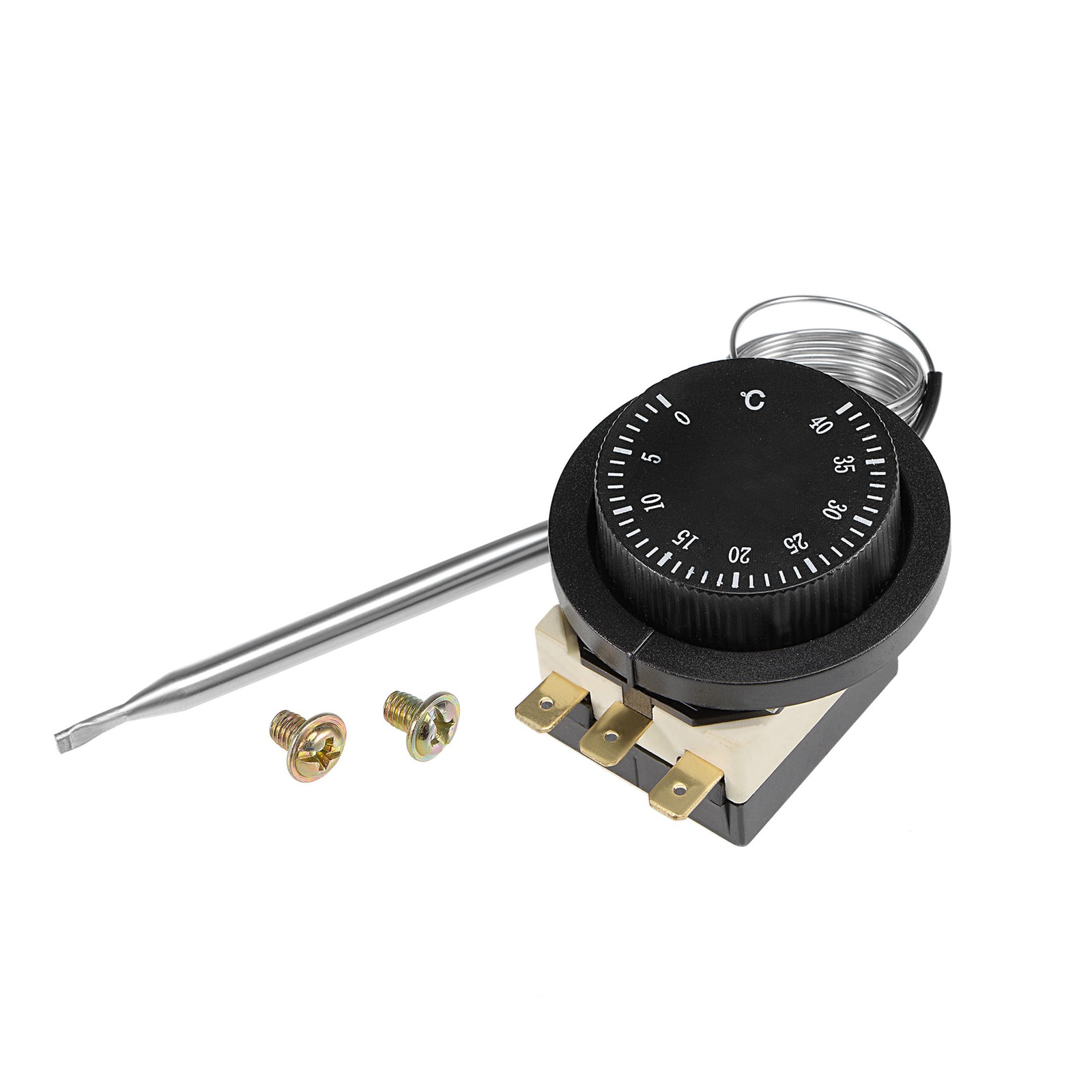 1NO 1NC 250/380V 16(2)A 0-40C Capillary Thermostat 1.5m w/ 2 Screws