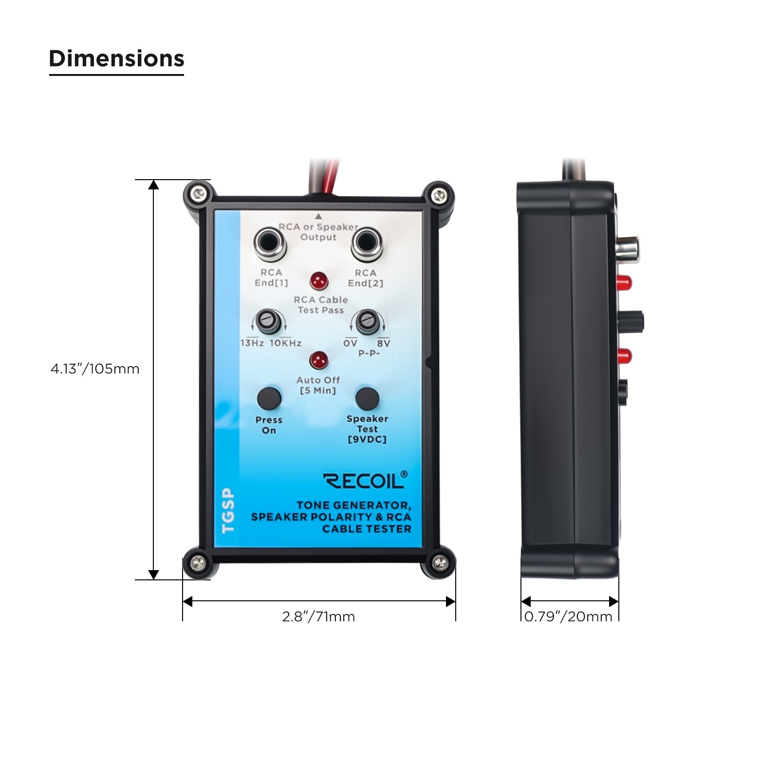 RECOIL TGSP AUDIO Speaker Tester & Polarity Checker, Audio Testing Tool