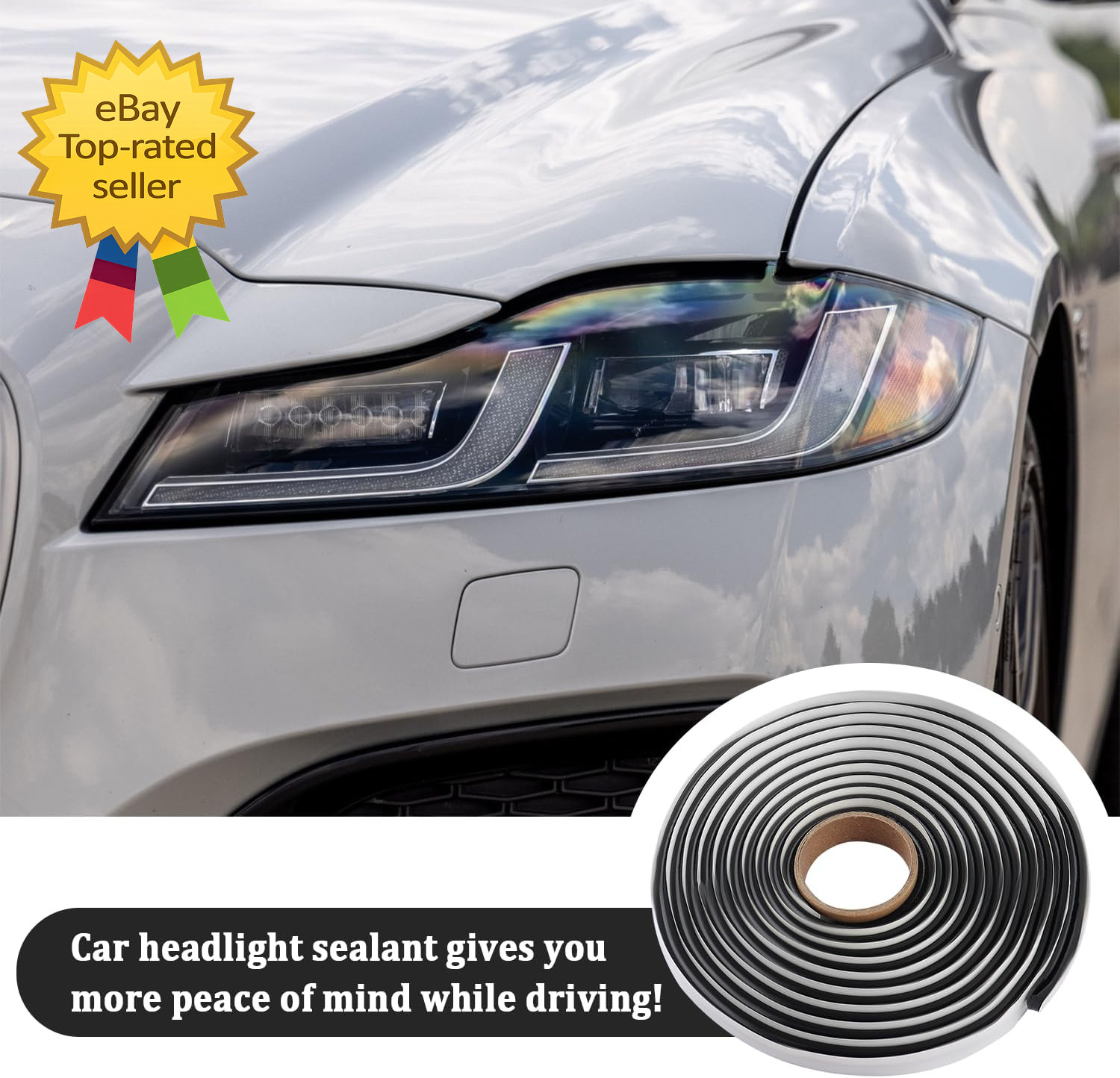 13Ft Car Headlight Sealant Butyl Tape,Waterproof Sealant Caulking Tape Avoids No