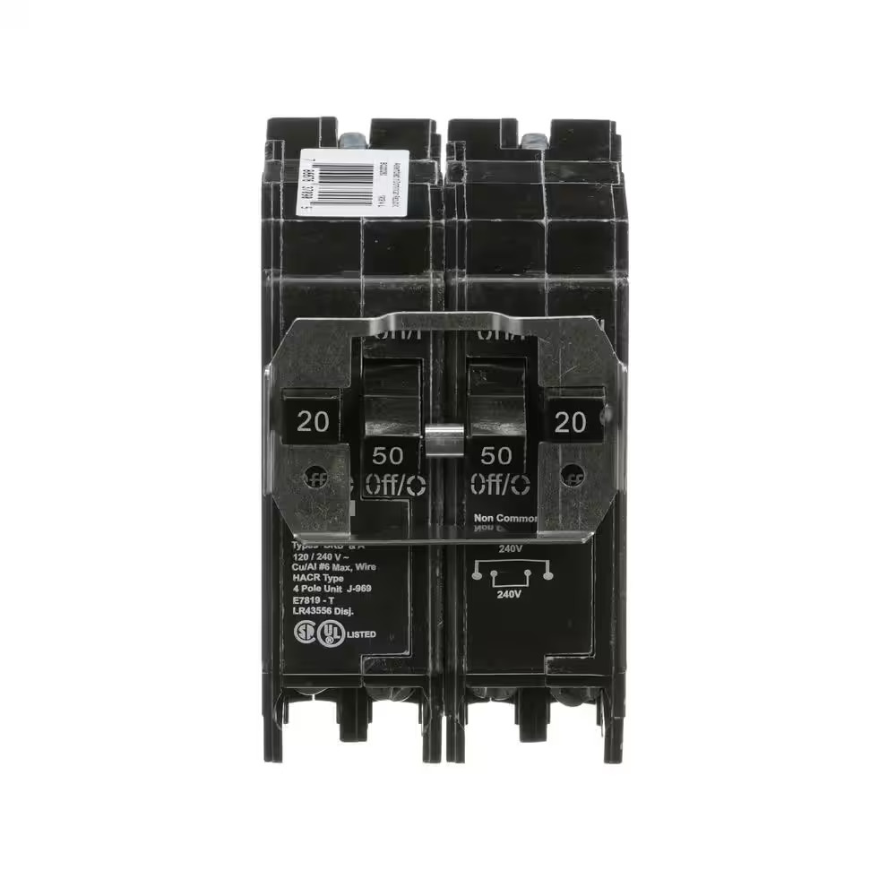 BR 1-20 Amp 2 Pole and 1-50 Amp 2 Pole BQ (Independent Trip) Quad Circuit Breake