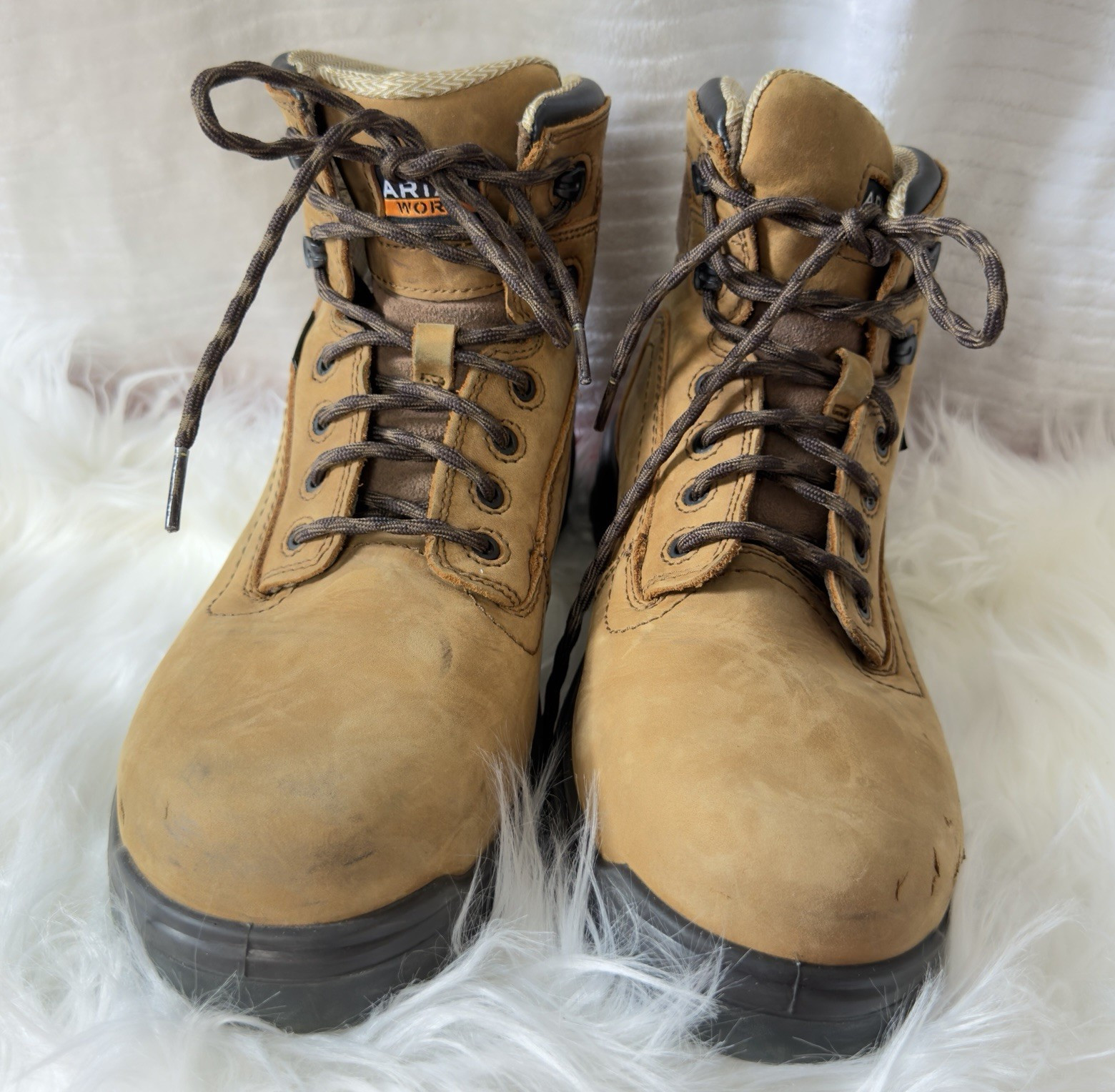 Ariat Work Composite Toe Waterproof Work Boots Tan/Brown Lace-Up Men’s 10.5W