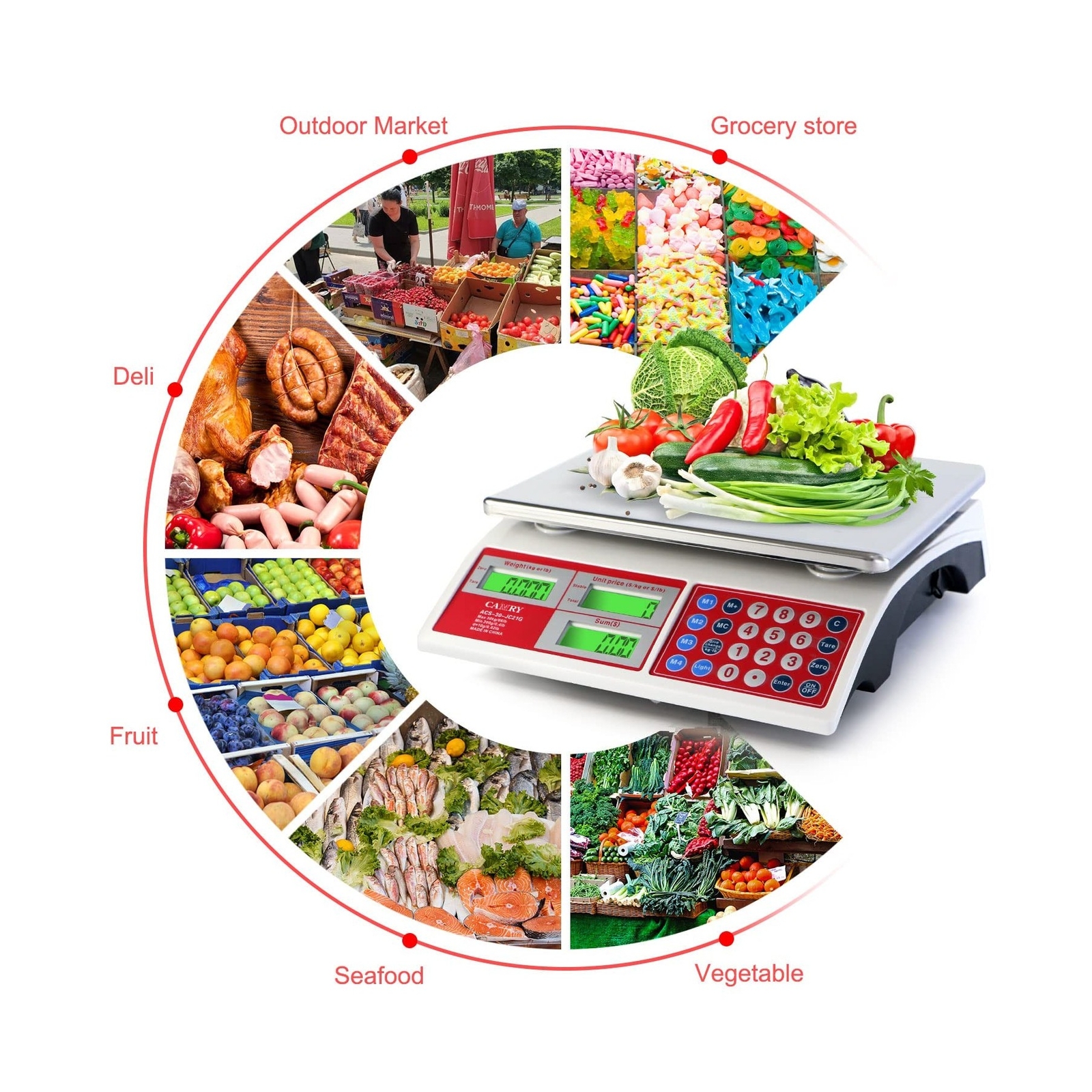 CAMRY Digital Price Computing Scale 66lb/30kg Commercial Produce Scale with S…