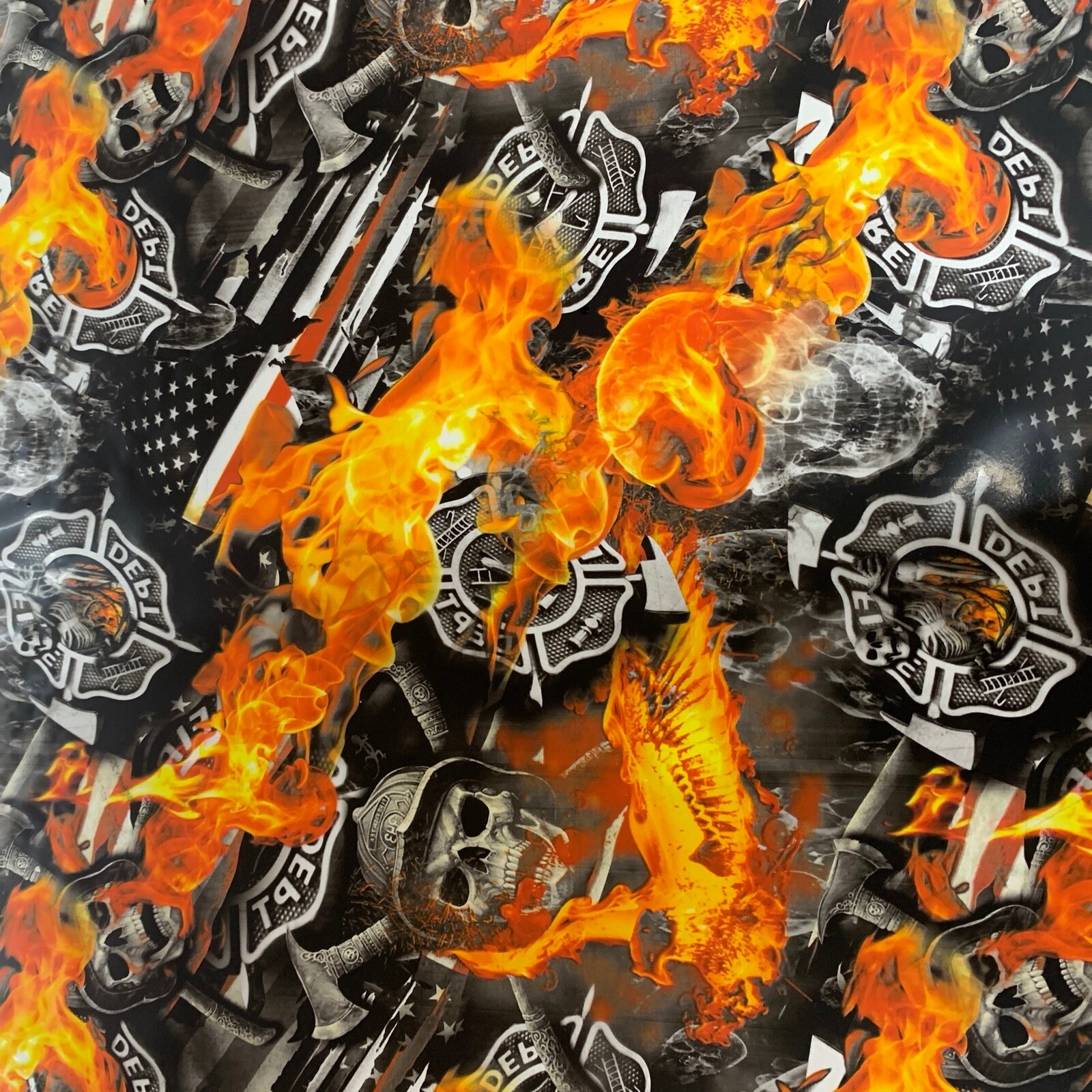 Hydrographic film Firefighter skulls hydro dip dipping 7′ x 20″