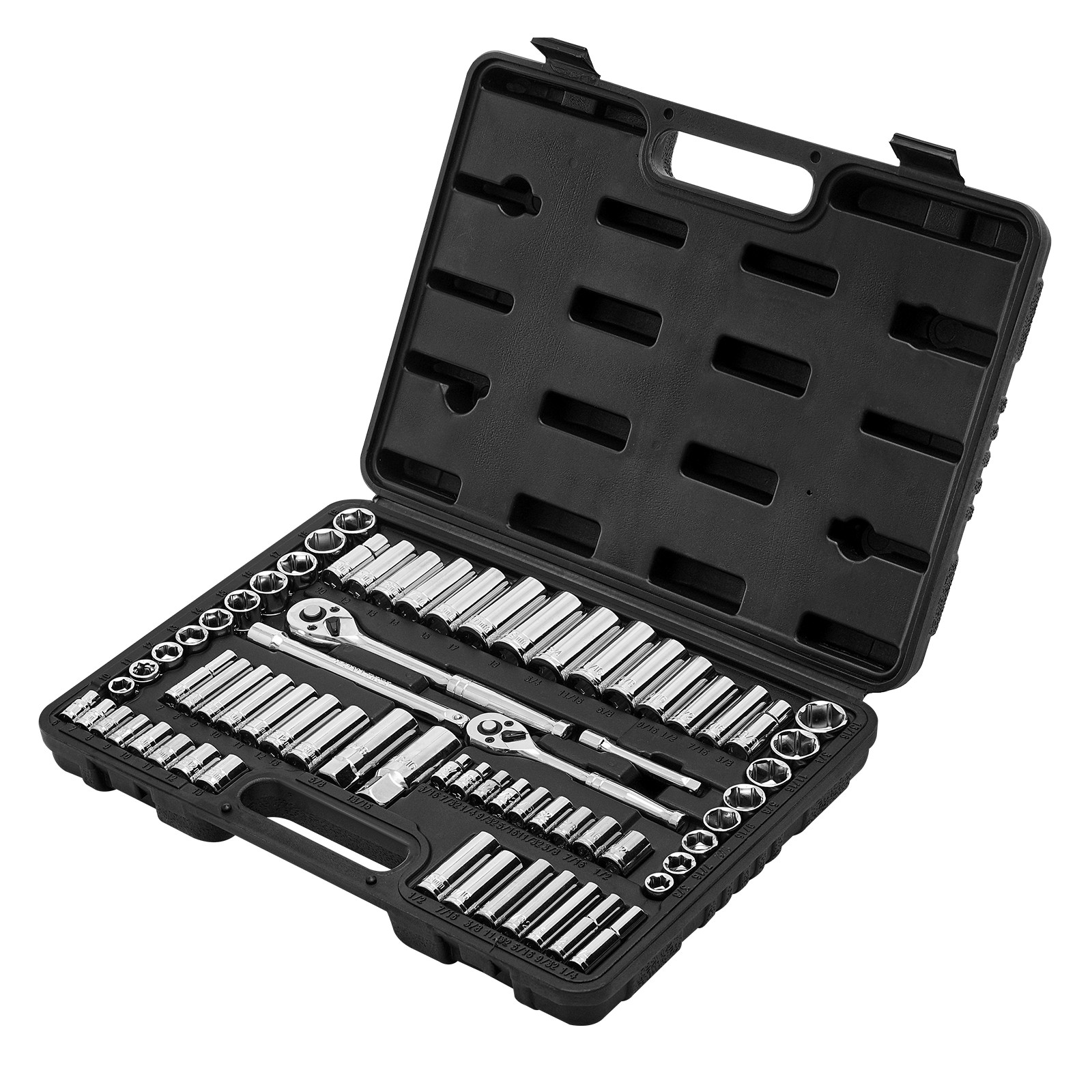 VEVOR Socket Set Socket and Ratchet Set 69 Pieces 3/8 & 1/4 in Drive Auto Repair