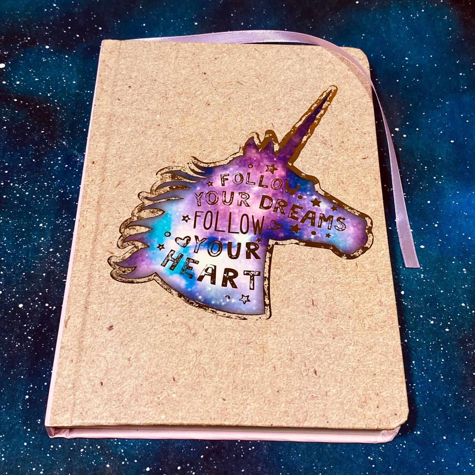 Unicorn Notebook Diary Journal Lined Pages Satin Bookmark Office Work School n
