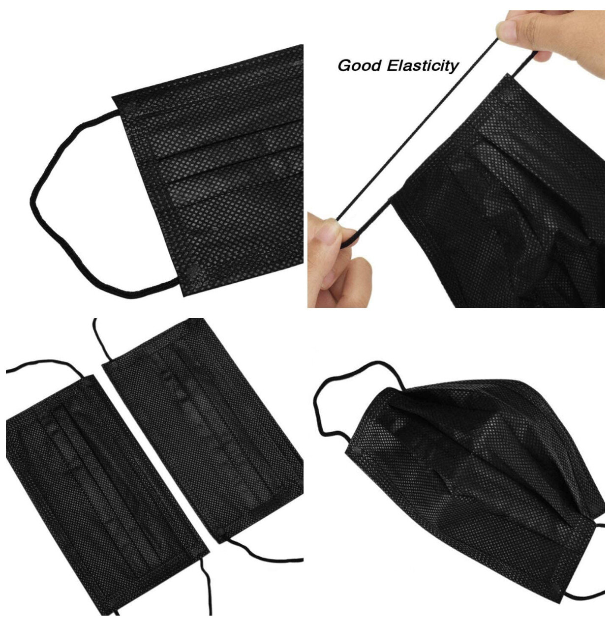100 Pcs [Black] Disposable Face Masks 3-Ply Non-Medical Surgical Earloop Cover