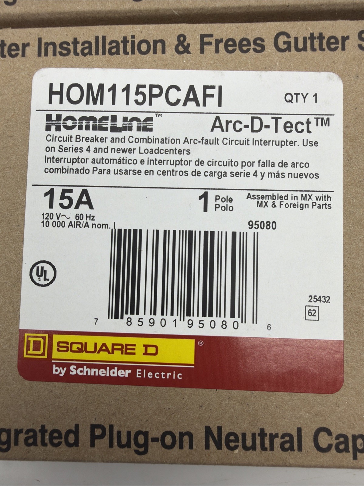 SQUARE D HOM115PCAFI 15A ARC FAULT AFCI PLUG-ON NEUTRAL BREAKER NEW LOT OF 10