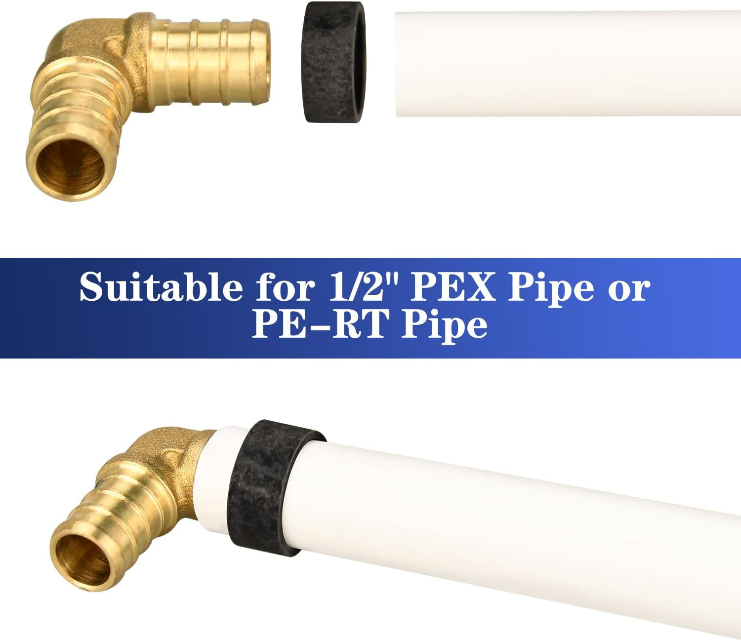 100 Pack 1/2″ PEX Copper Crimp Rings, for Pex Pipe Connection (1/2″, 100 Pack)