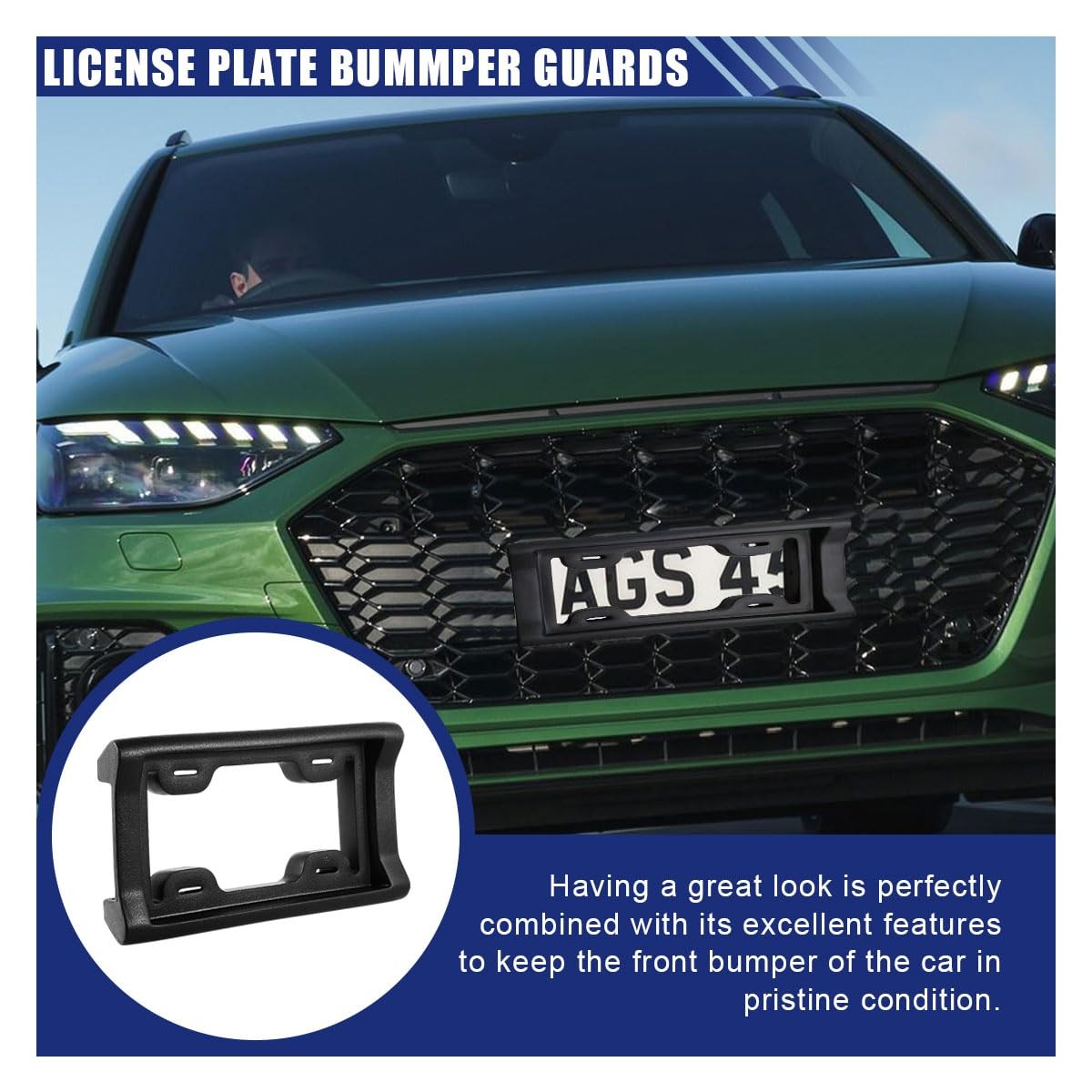 License Plate Bumper Guard, 2.3″ Thick Rubber License Plate Mount, Universal …