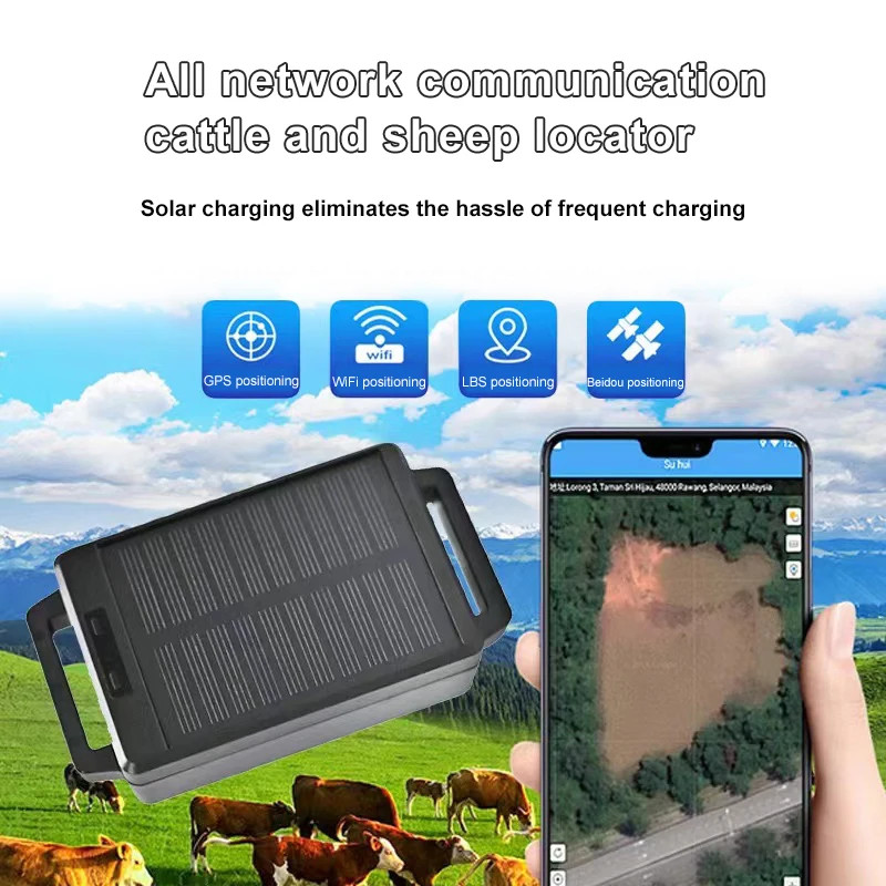 4G Solar GPS Tracker for Cattle Cow Horse Sheep IP67 Waterproof Livestock Tracki