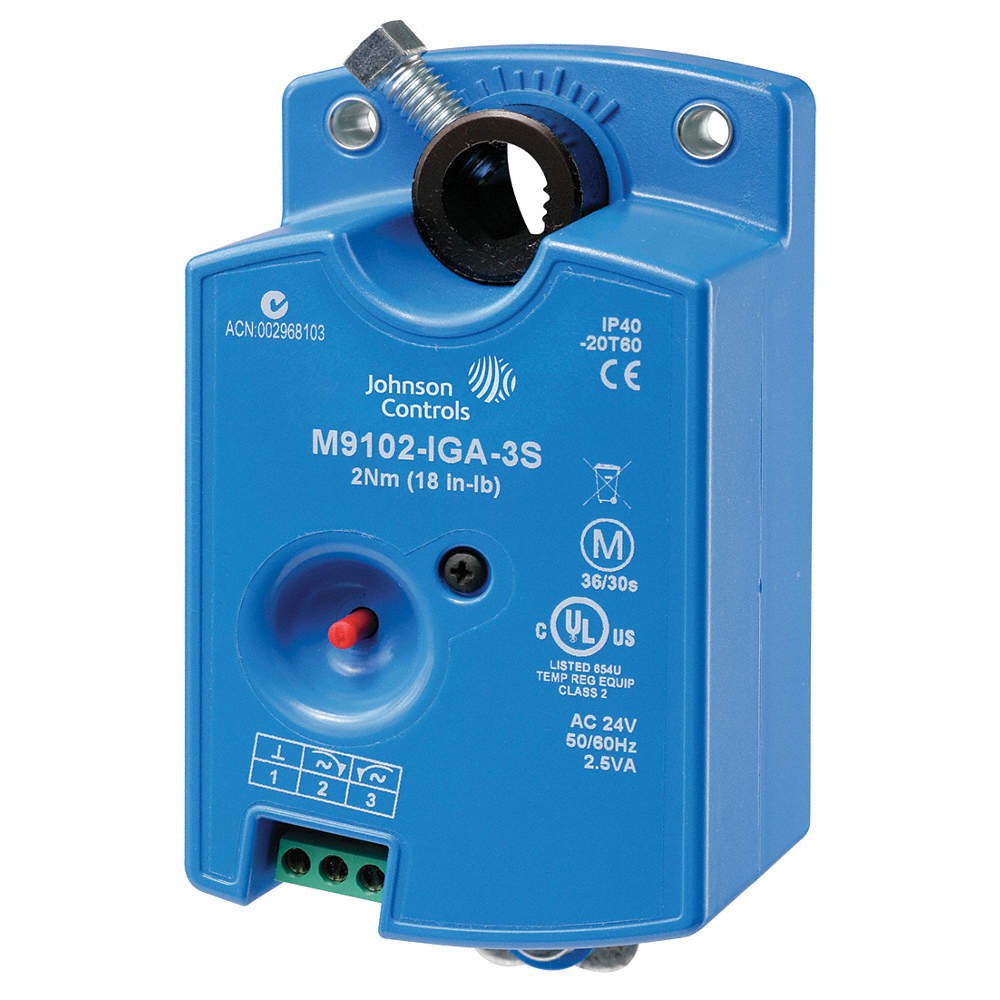 JOHNSON CONTROLS M9104-AGA-3S Actuator, Damper, 35 in-lb, 24V AC 41P469