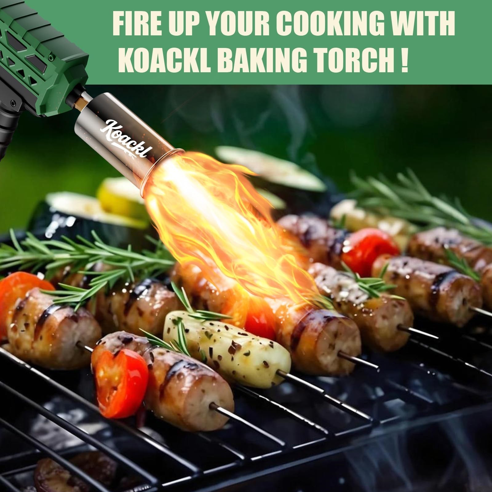 KOACKL Propane Torch Gun | Adjustable Flame Thrower Gun, Large, Dark Green