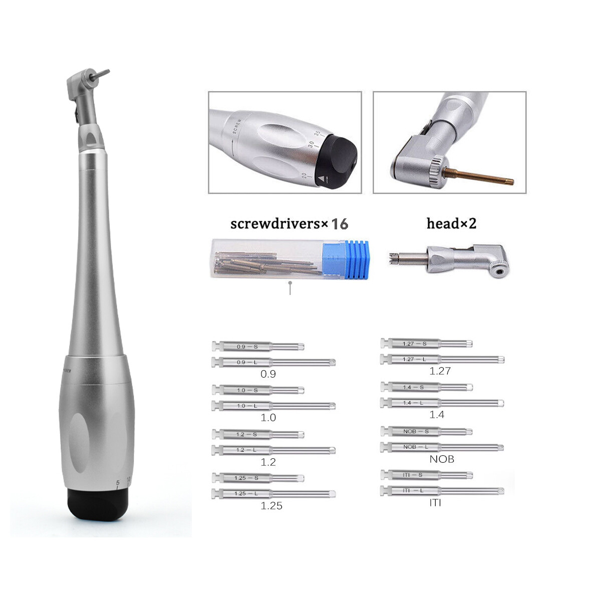 US Dental Universal Implant Kit Torque Wrench Contra Angle & 16pcs Drivers