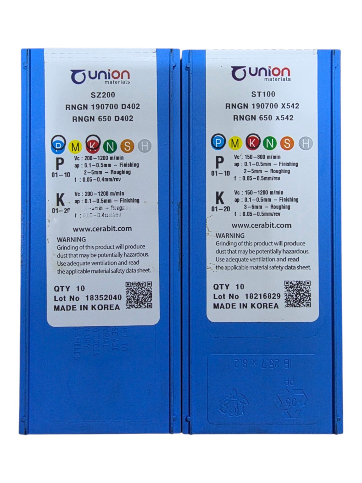 UNION RNGN190700 X542 ST100 & D402 SZ200 Ceramic Inserts 20pcs 2 Packs Korea