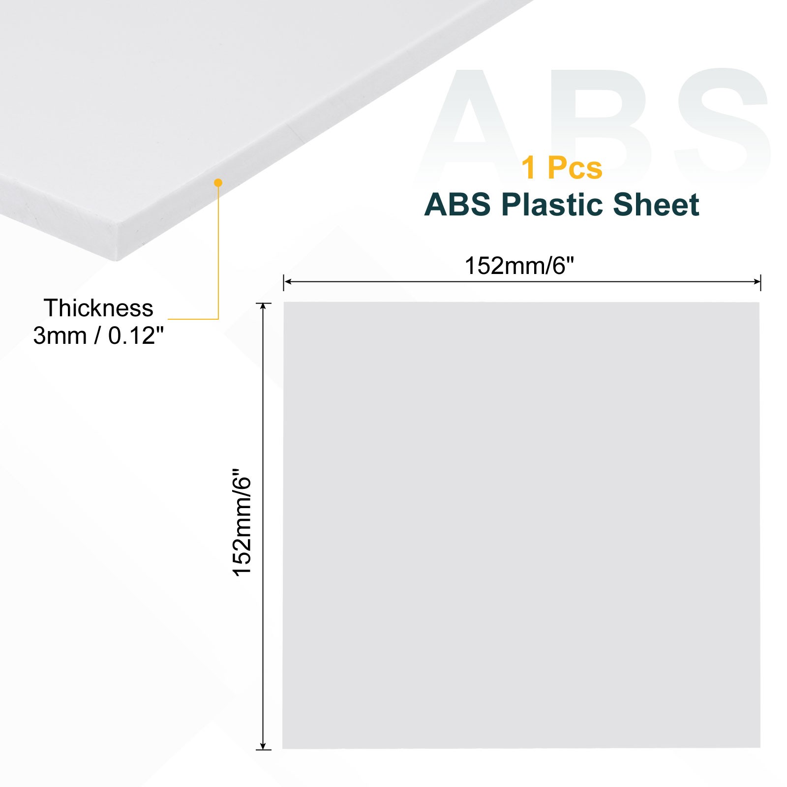 ABS Plastic Sheet, 0.12″ Thick 6″x6″ Flexible Hard Plastic Sheet, White