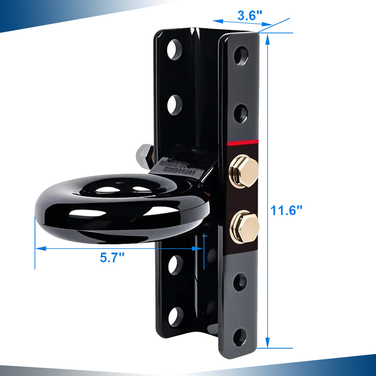 5-Position Adjustable Channel 3″ID Trailer Pintle Hitch Lunette Ring Eye Coupler