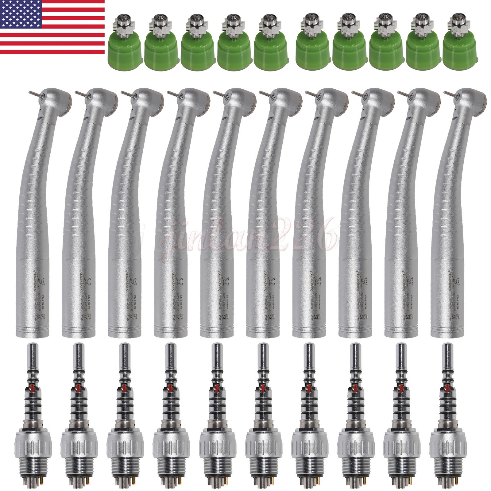 1-10 Yabangbang Dental Fiber Optic High Speed Handpiece 6Hole LED Coupler HOT
