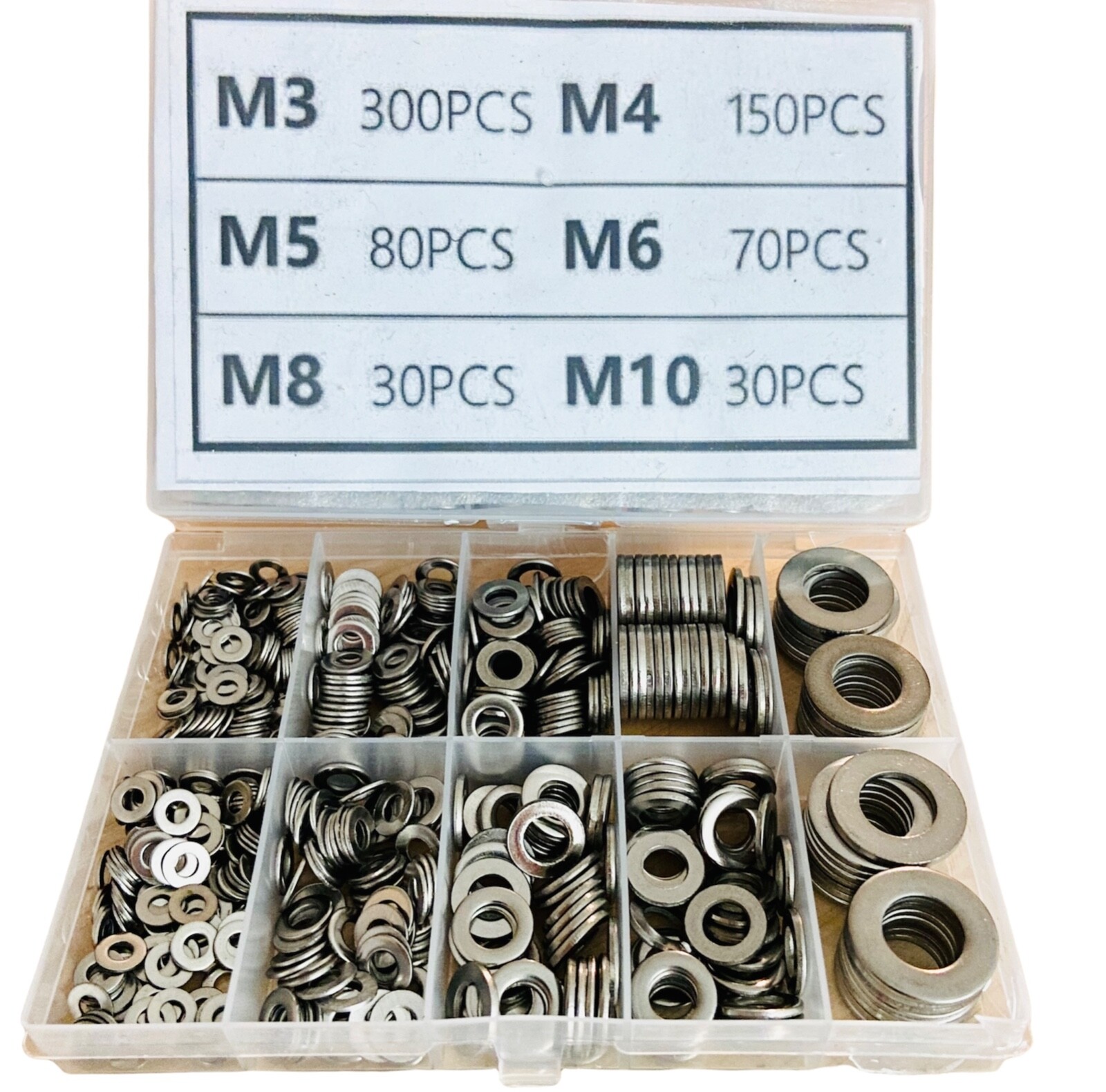 304 Stainless Steel Washers Flat Washer Assortment Set Value Kit,660 Pieces USA