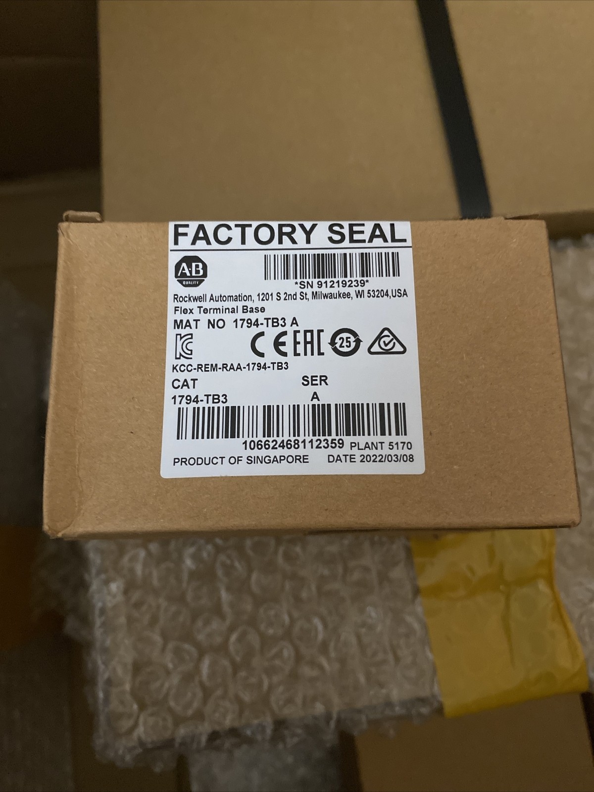 1PC 1794-TB3 Flex Terminal Base Module Allen Bradley air available New