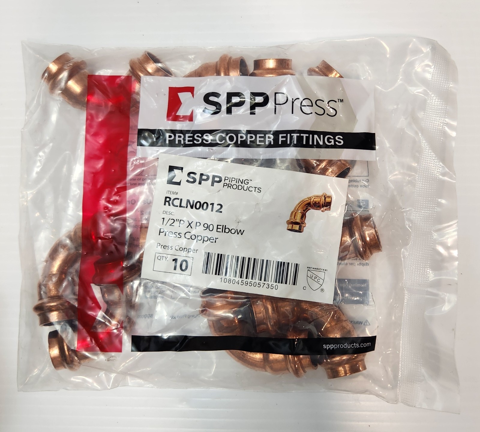 1/2″ PRESS COPPER 90° ELBOW ( LEAD FREE ) ONLY SALE BOX OF 30 PCS.