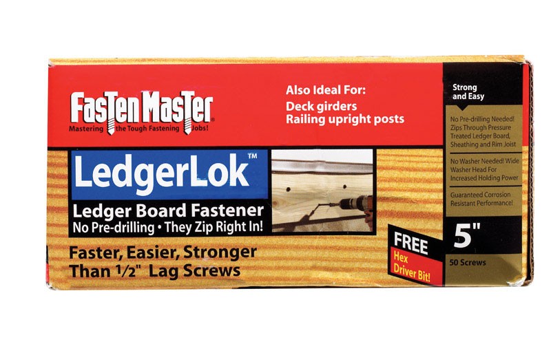 5-Box FastenMaster LedgerLok 5 in. Silver Hex Washer Head Deck Screws