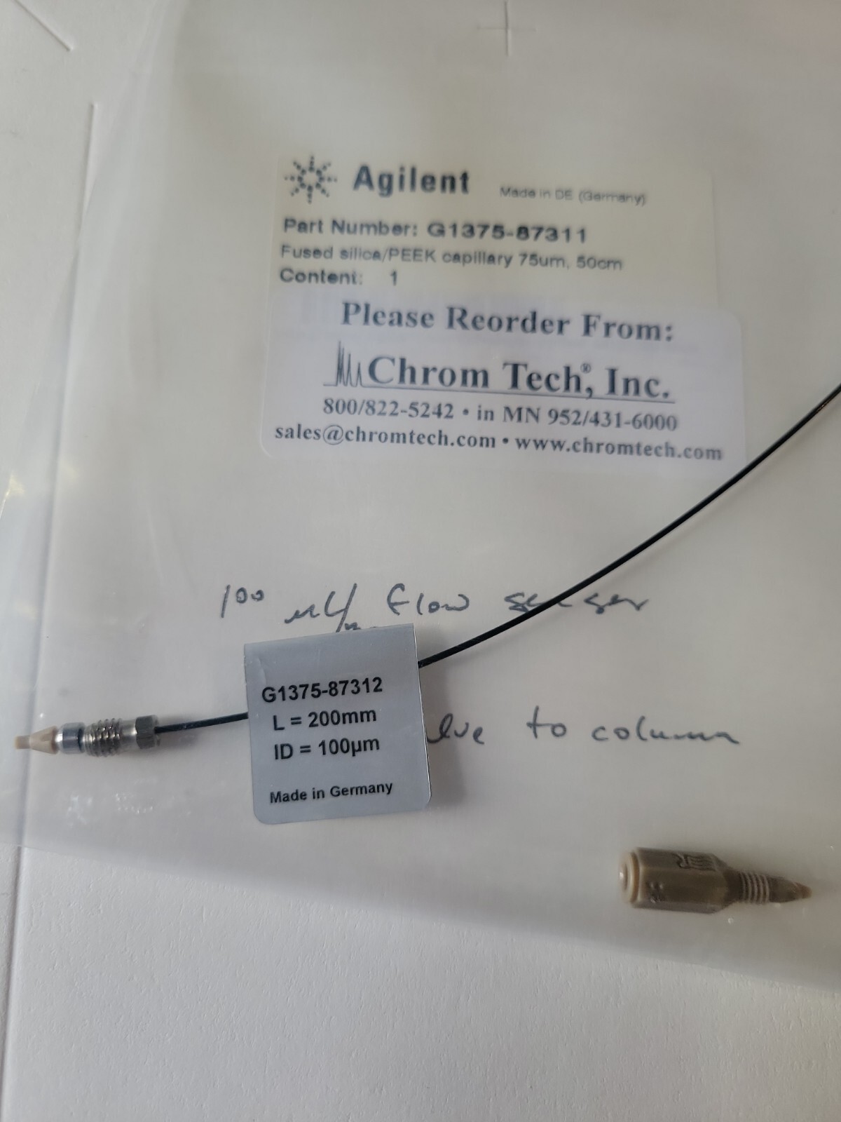 NEW!!! Agilent Calibration Capillary / Fused Sillica 75um, 50cm p/n: G1375-87311