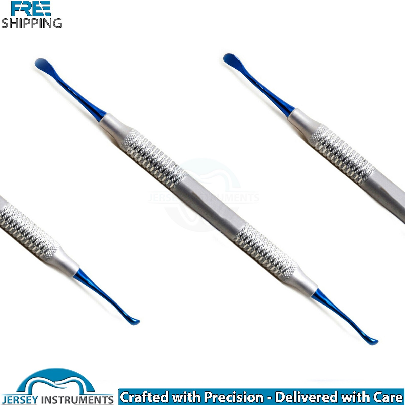 Set of 5 Implant Surgery Tunneling Elevators Blue Tip Dental Surgical Instrument
