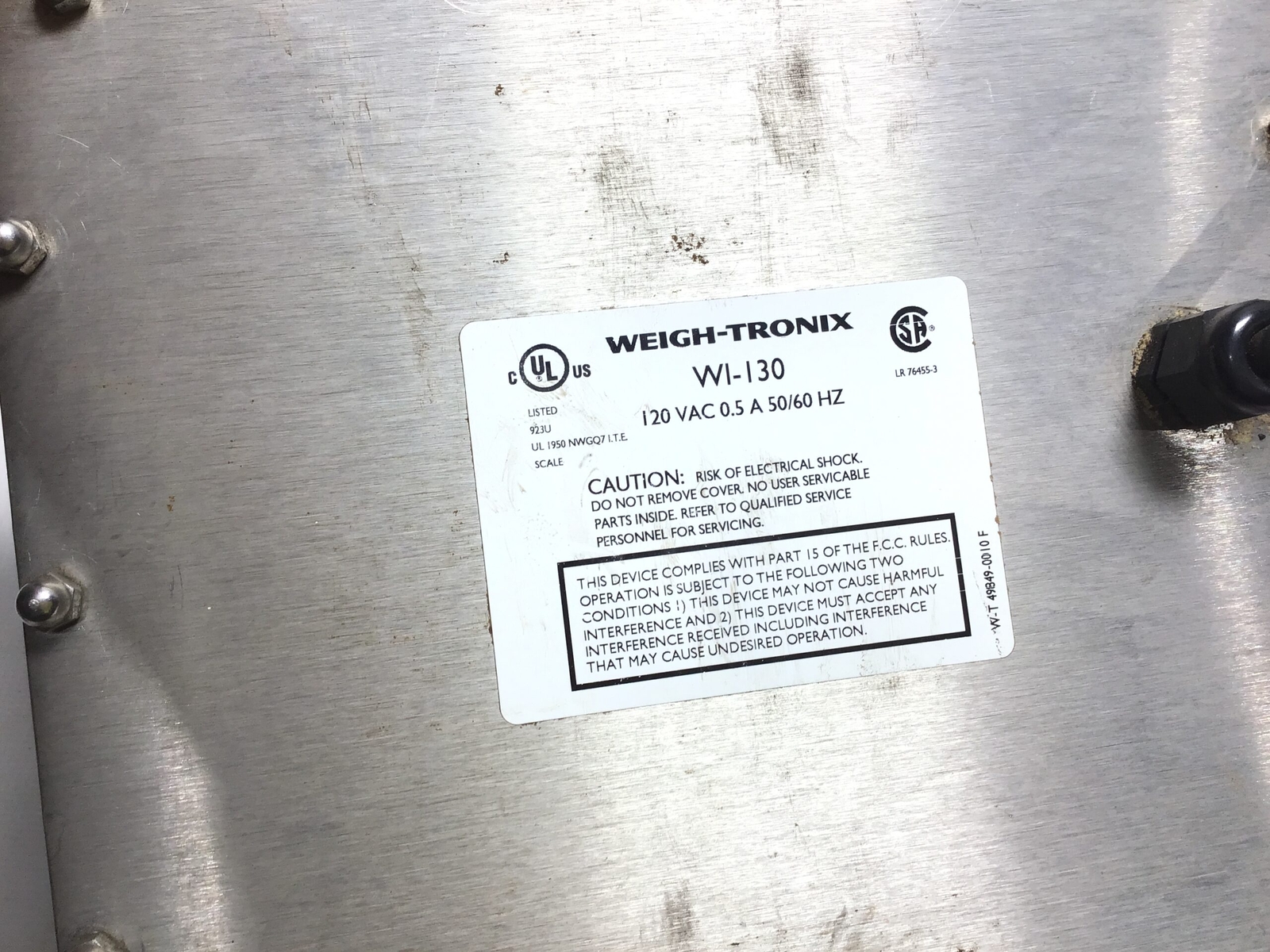 Weigh-Tronix WI-130 Scale Indicator Weight Display Data Controller 120VAC 0.5…