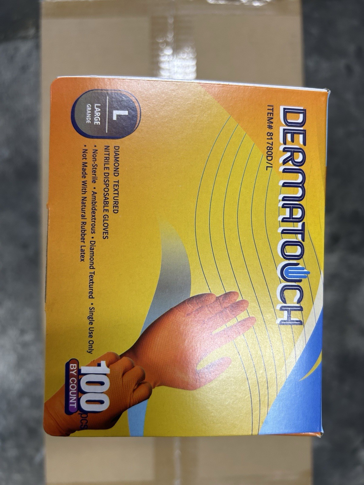 81780D/L 8 MIL Orange Nitrile Diamond Embossed Disposable Gloves 1000/Case