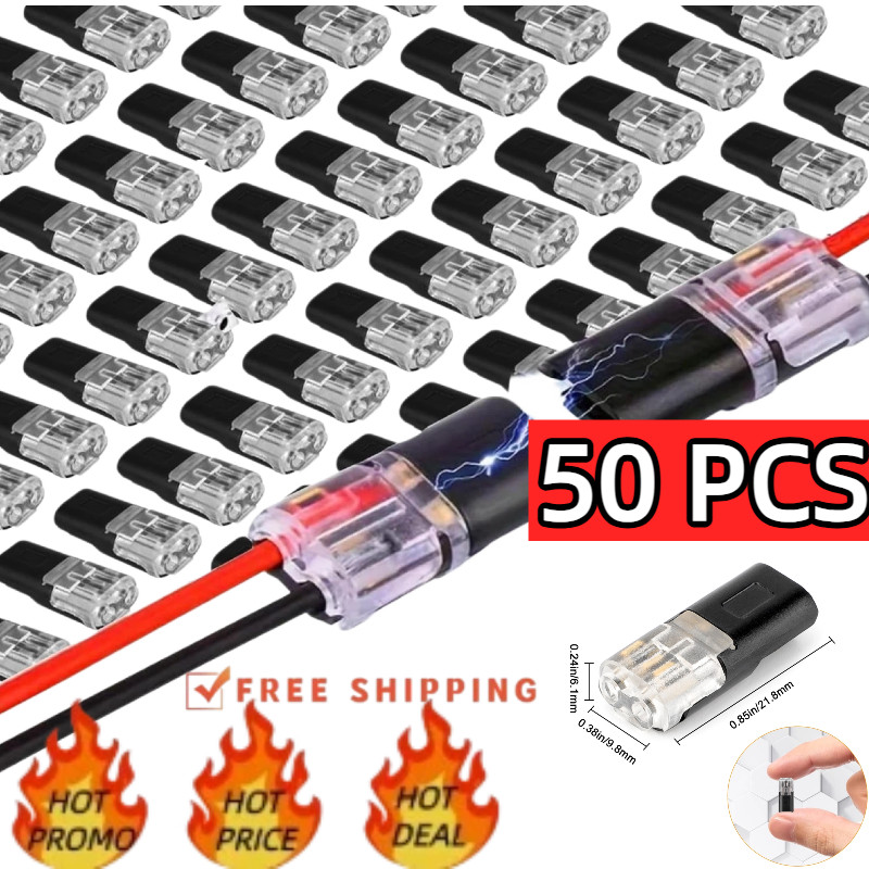 50PCS Double-Wire Plug-in Connector, Cable Clamp with Locking Buckle, AWG 18-22