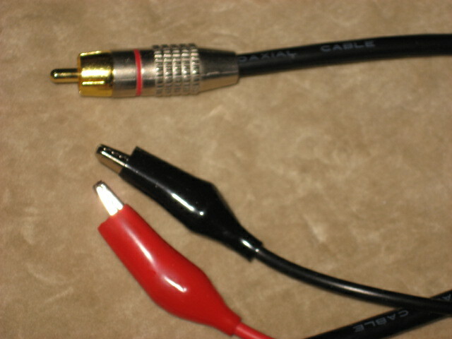 RCA Male to Alligator Clip Cable, new, 3 feet