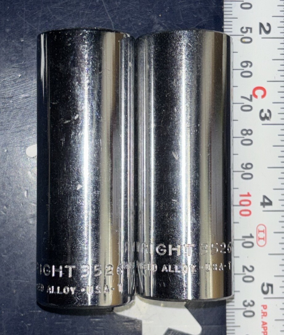 Wright Tool 13/16” 6PT Deep Hand Socket 3/8” Drive 3526 USA TWO SOCKETS