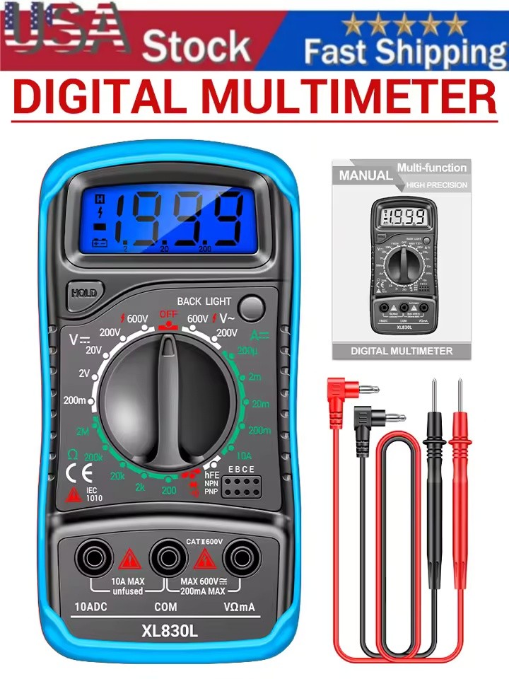Digital Multimeter with NCV – Measures AC/DC Voltage, Ohm, Diode, Amperage