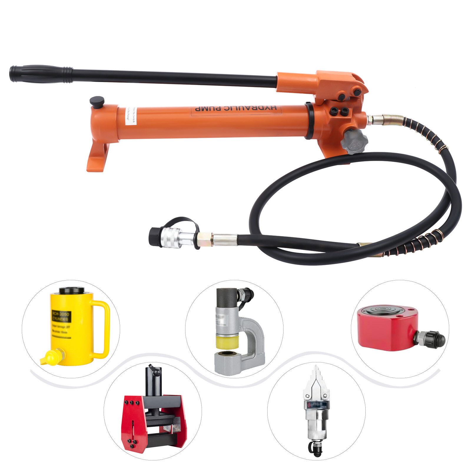 Manual Hydraulic Hand Pump Set 10000psi Oil Storage 900CC 10&4 Ton 2 Speed USA