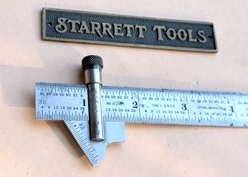 STARRETT No.22-C 59 Degree Drill Point Gage W/No. 603R Tempered Steel Rule. USA