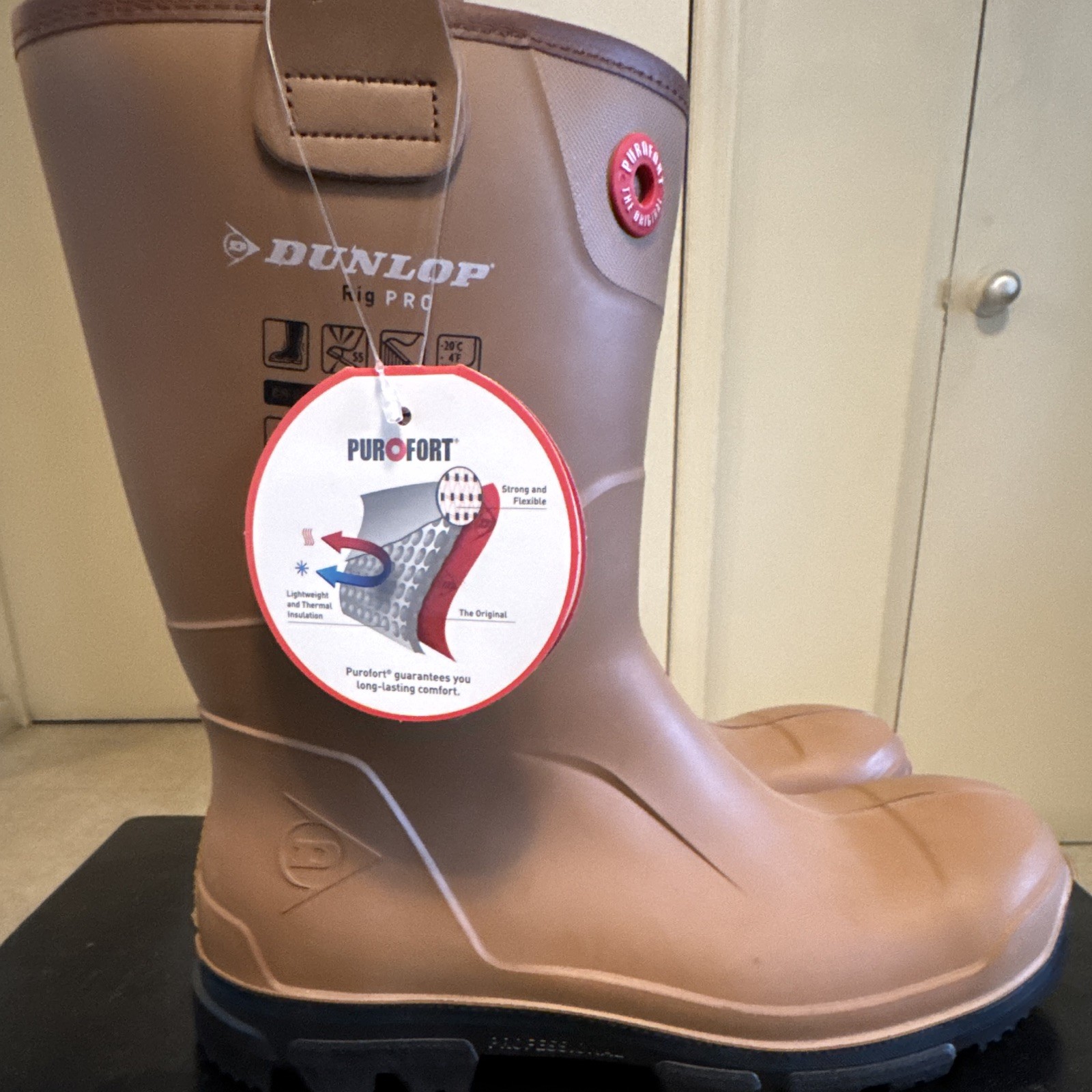 Dunlop Purofort RigPRO Waterproof Tan/Brown Work Boots Black Sole