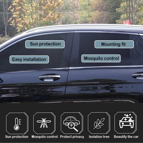 Upgrade Stretchable & Breathable Car Window Shade – Ov Color: Rear window/2pcs