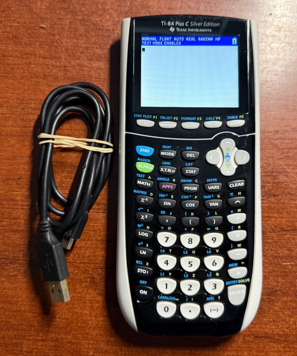 Texas Instruments TI-84 Plus C Silver Edition Graphing Calculator + Cable