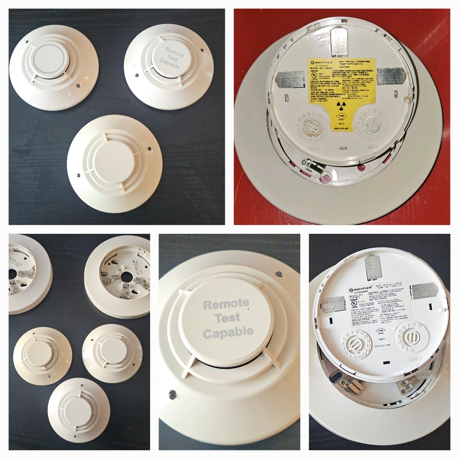 Set of 6 Notifier Detectors(Used): FSP-851 (3) /FSP-851R /FST-851 /FSI-851