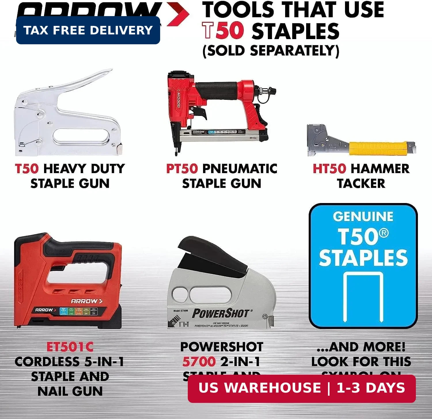 Arrow 508 Heavy Duty T50 1/2-Inch Leg Length, 3/8-Inch Crown, Staples for Uphols
